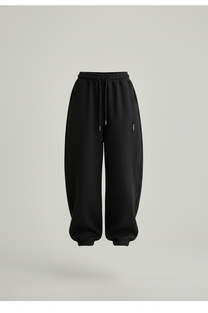 Pantalon Baggy Noir Ample Molletonné Cordon Enfant - vue 3