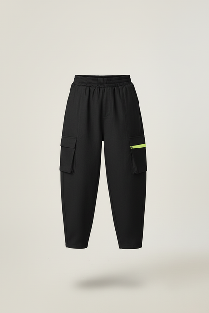 Pantalon Baggy Noir Cargo Décontracté Enfant Fluorescent - Polyester - vue 3