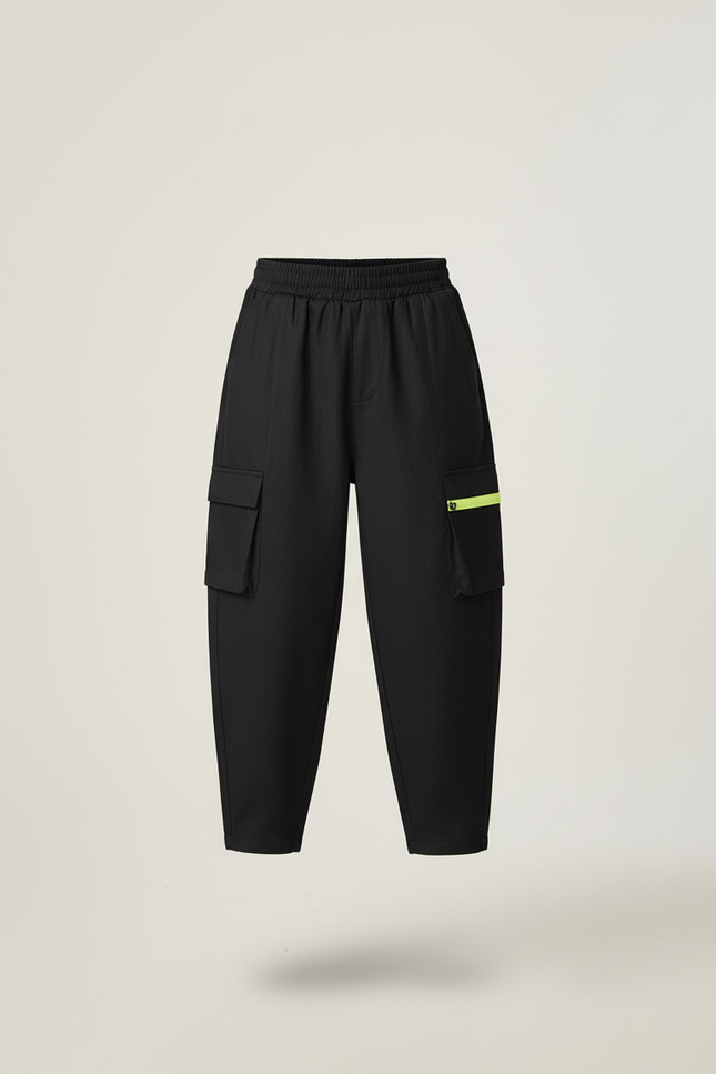 Pantalon Baggy Noir Cargo Décontracté Enfant Fluorescent - Polyester - vue 3