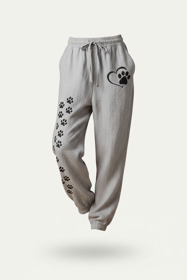 Pantalon Baggy Gris Imprimé Patte Cordon Décontracté - Lin - vue 3