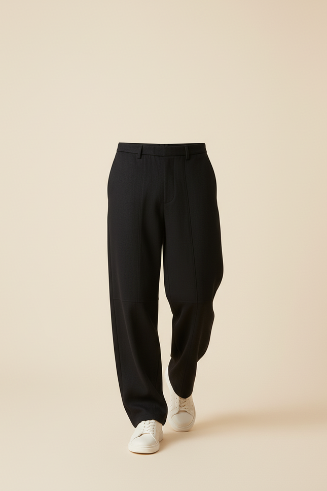 Pantalon Baggy Noir Ample Droit Décontracté Homme - Gabardine - vue 3