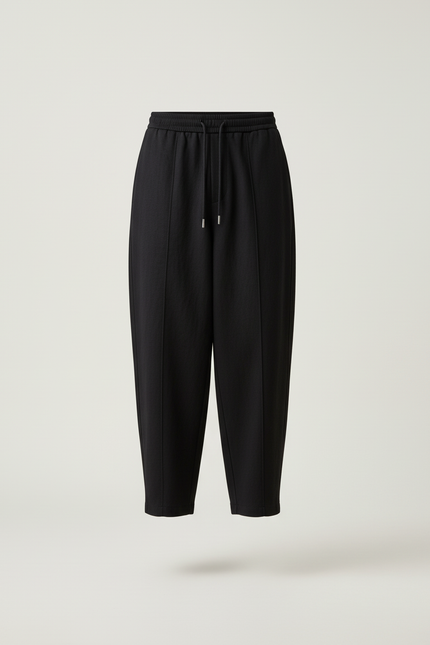 Pantalon Baggy Noir Ample Droit Cordon Sport - Polyester - vue 3