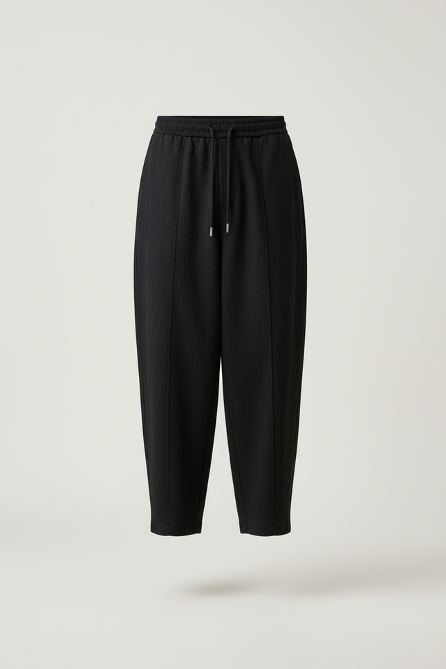 Pantalon Baggy Noir Ample Droit Cordon Sport - Polyester - vue 3