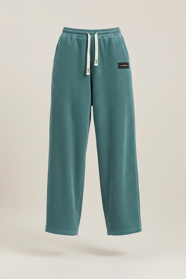 Pantalon Baggy Vert Cordon Côtelé Ample Femme - Cordé - vue 3