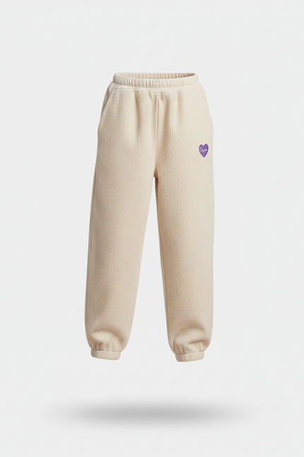 Pantalon Baggy Côtelé Beige Ample Confortable Cœur - Cordé - vue 3
