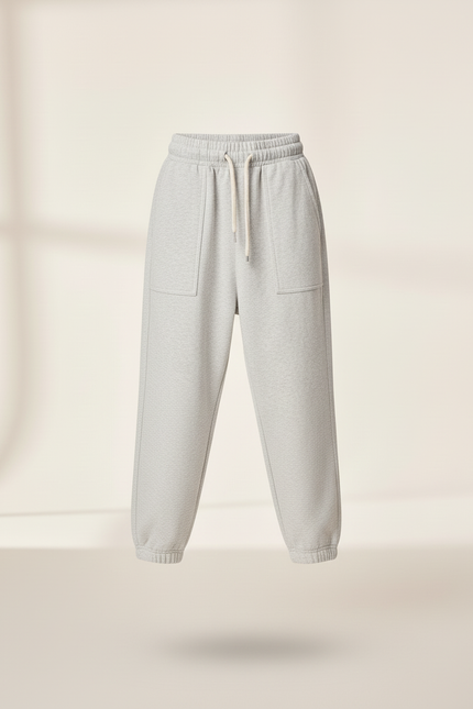 Pantalon Baggy Gris Clair Ample Confortable Enfant - Molleton - vue 3