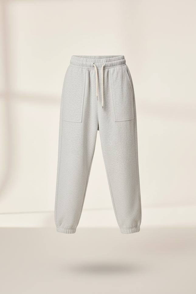 Pantalon Baggy Gris Clair Ample Confortable Enfant - Molleton - vue 3