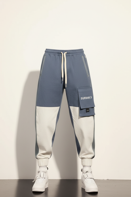 Pantalon Baggy Bicolore Cargo Ample Multi-Poches Homme - Multicolore Toile - vue 3
