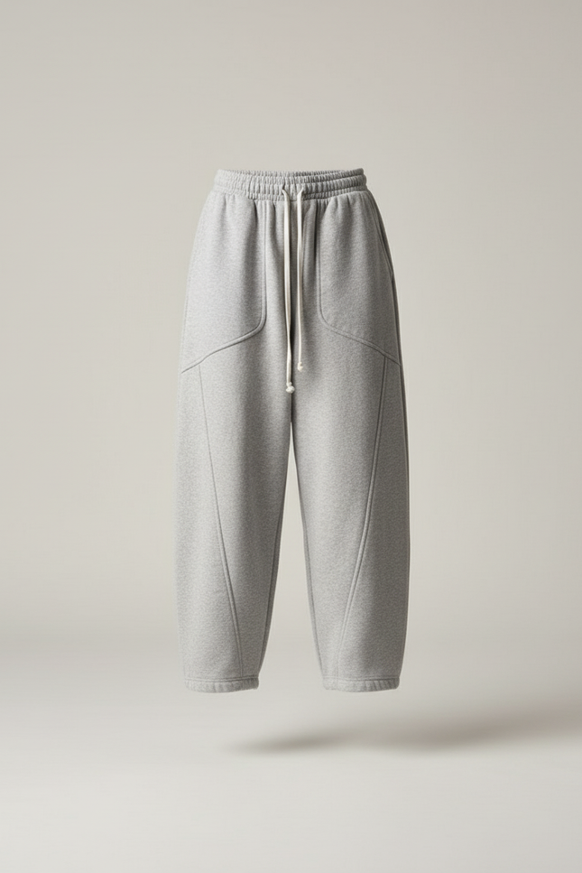 Pantalon Baggy Gris Ample Coton Lâche Décontracté Unisexe - Molleton - vue 3