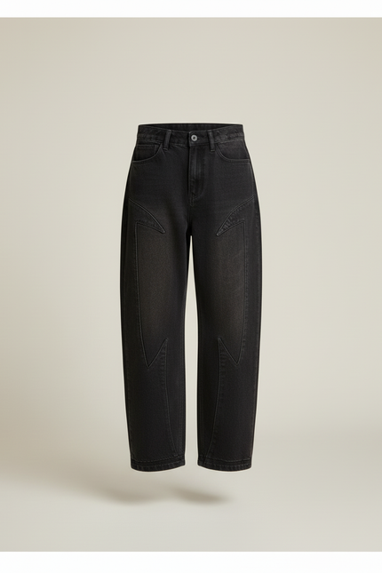 Pantalon Baggy Jean Noir Ample Décontracté Unisexe - vue 3