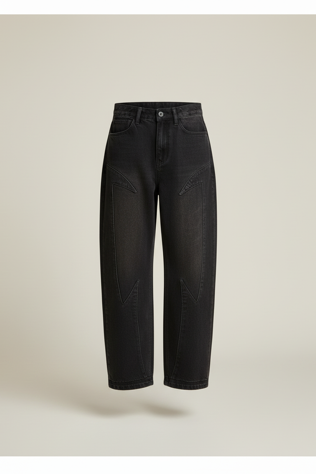Pantalon Baggy Jean Noir Ample Décontracté Unisexe - vue 3