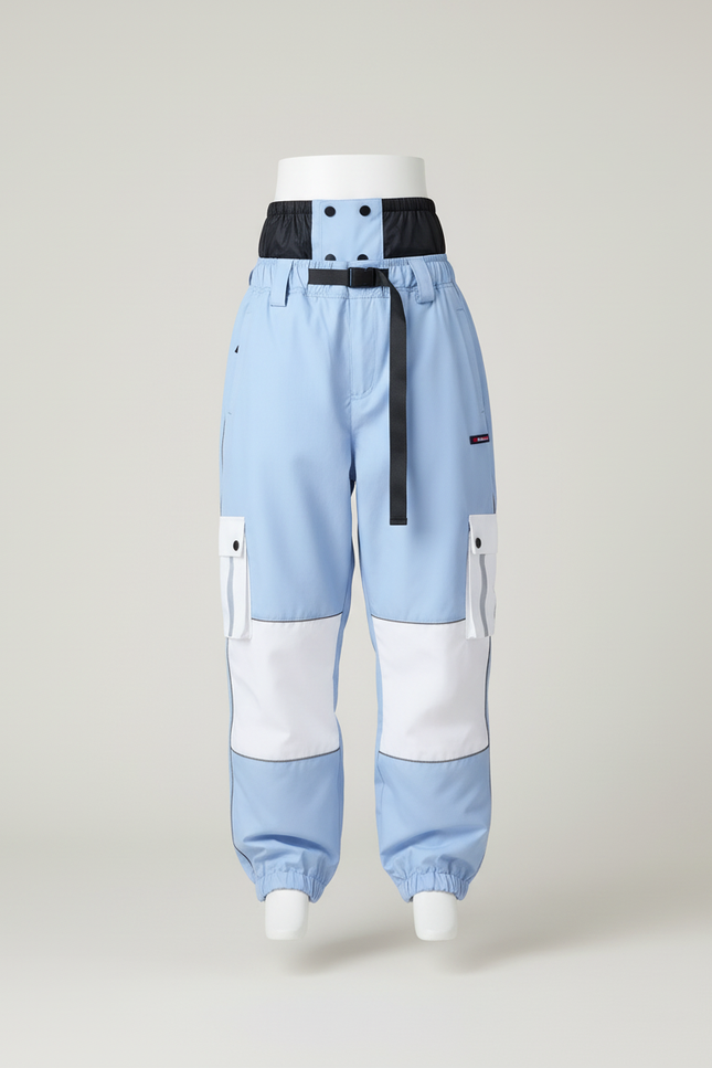 Pantalon Baggy Bleu Imperméable Bicolore Cargo Femme - Polyester - vue 3