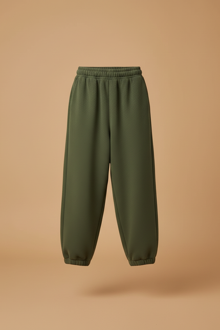 Pantalon Baggy Vert Molletonné Ample Confortable Enfant - vue 3