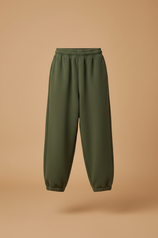 Pantalon Baggy Vert Molletonné Ample Confortable Enfant - vue 3