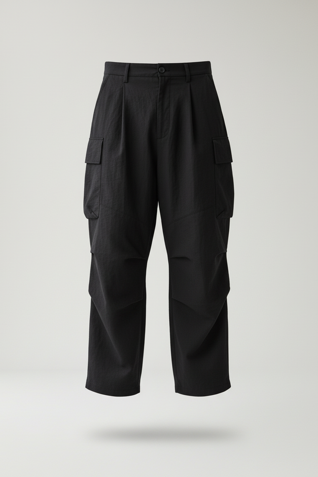 Pantalon Baggy Noir Cargo Décontracté Ample Homme - Polyester - vue 3