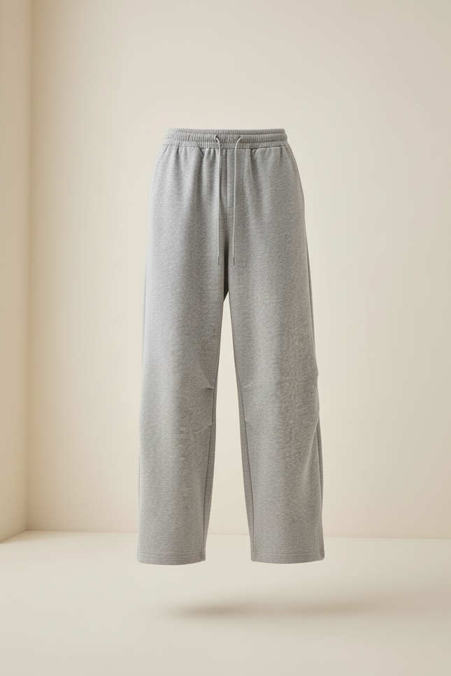 Pantalon Baggy Gris Clair Ample Décontracté Molletonné - vue 3